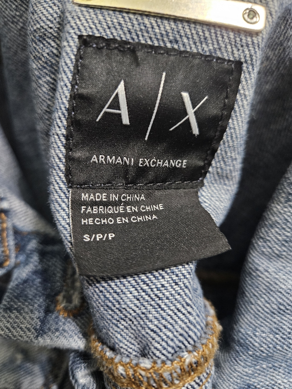 Armani Exchange A/X Light Blue Distressed Denim Jacket Womens - Picture 2 of 6